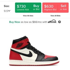 Jordan 1 Retro OG Bred Toe